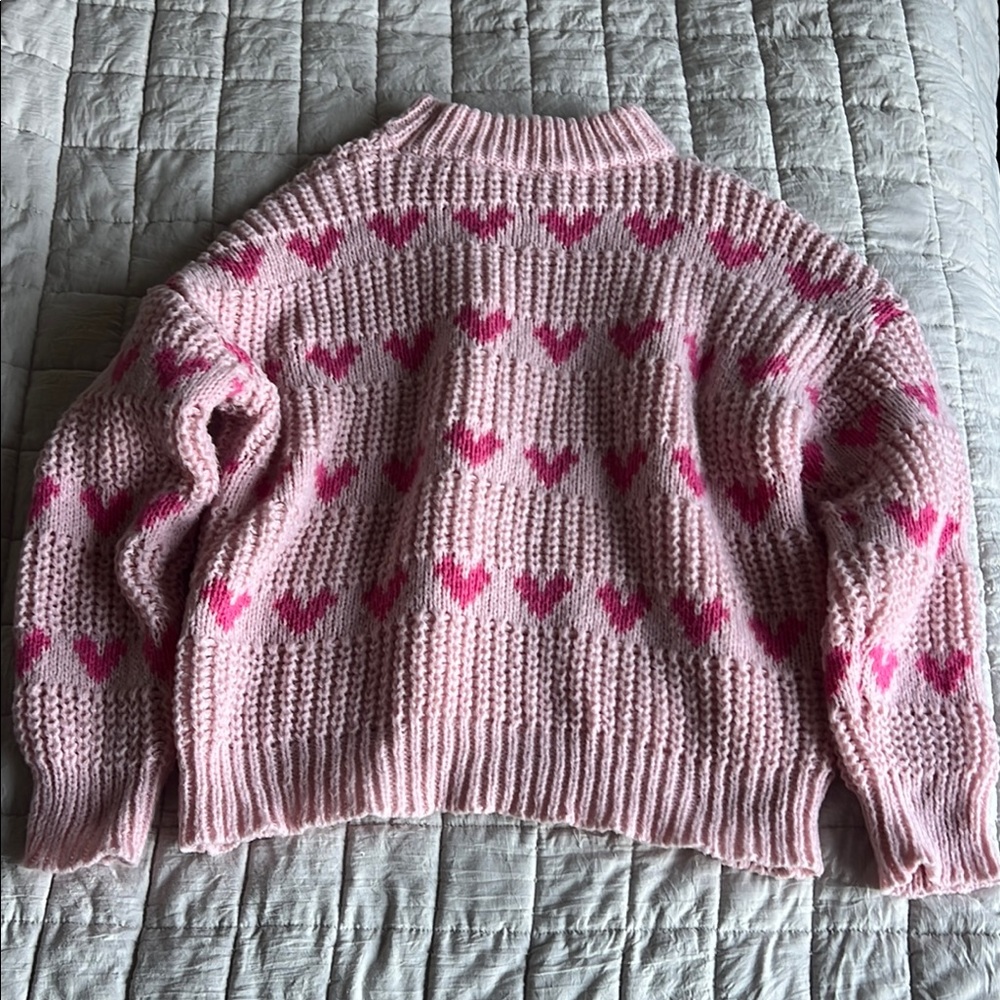 Pink Heart Pattern Sweater - Valentine
